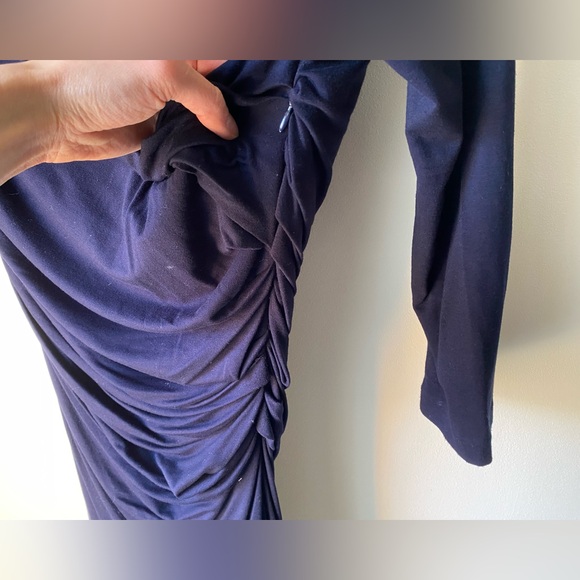 Mango black stretch asymmetric ruched minidress - Picture 9 of 13